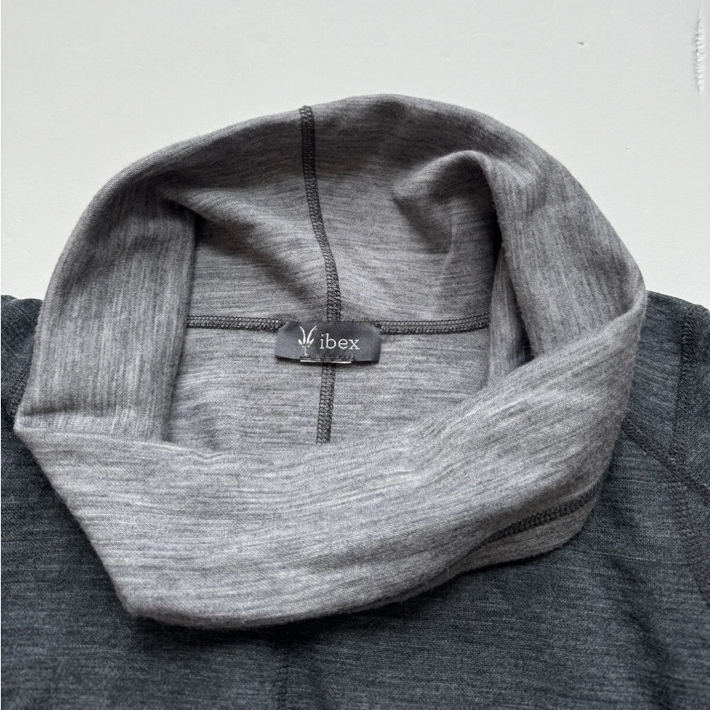 Ibex Gray Dyad Merino Wool Blend Cowl Neck Long Sleeve Sweater Sz Medium - Picture 4 of 6